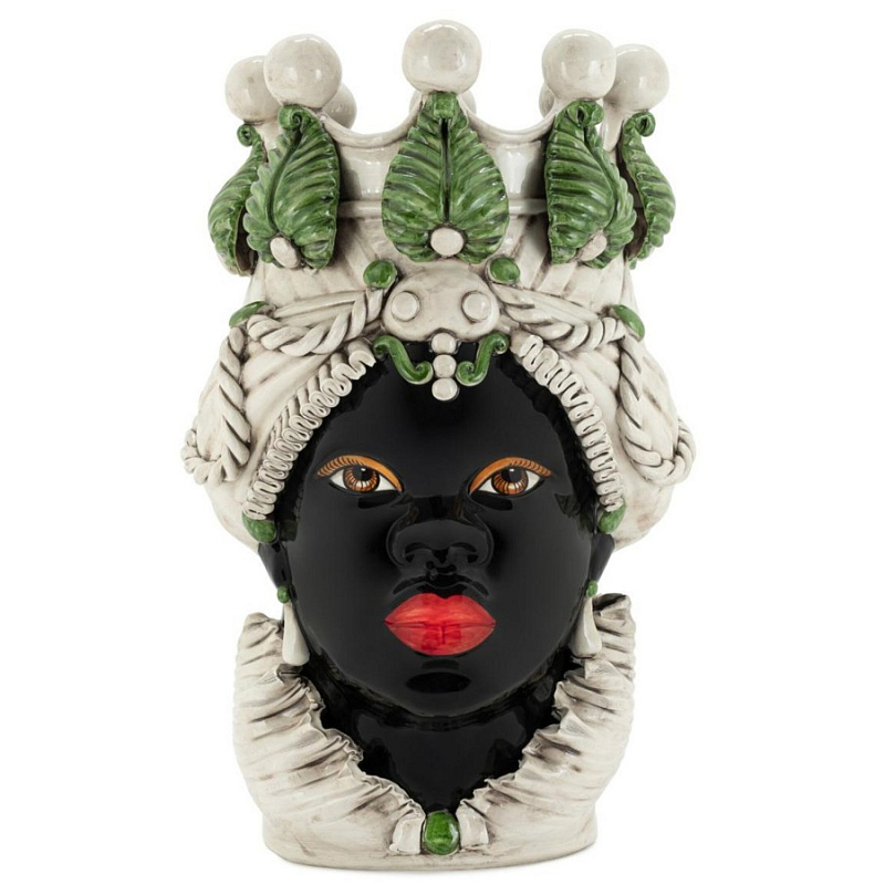 Ваза Vase Moro Lady Green Big Черный Бежевый Зеленый Ваза Vase Moro Lady Green Big Черный Бежевый Зеленый в Челябинске | Loft Concept