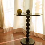 Дизайнерский журнальный стол с основанием в виде черных мраморных бусин Mybimus варинант исполнения - 1 | Loft Concept в Челябинске