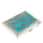 Портсигар на 20 сигарет с газовой зажигалкой из натурального камня Апатит Голубой Stone Cigarettes Cases варинант исполнения - 1 | Loft Concept в Челябинске