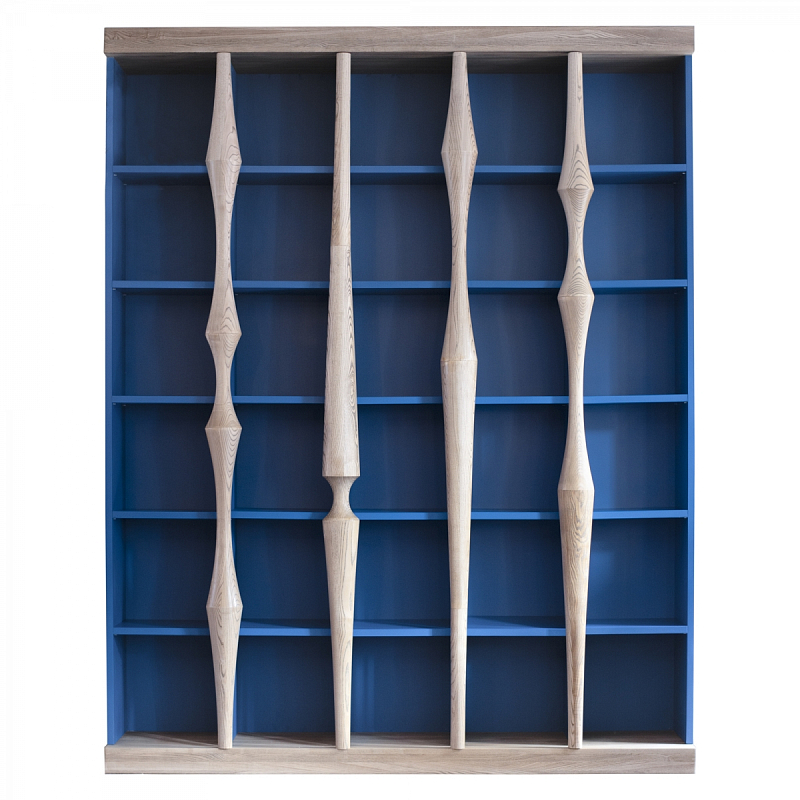 Стеллаж Oak Columns & Blue Светлый дуб Синий Стеллаж Oak Columns & Blue Светлый дуб Синий в Челябинске | Loft Concept