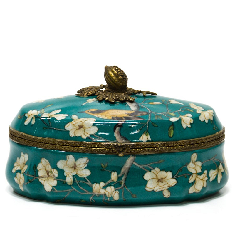 Шкатулка Box White Flowers Бирюзовый Бронза Шкатулка Box White Flowers Бирюзовый Бронза в Челябинске | Loft Concept