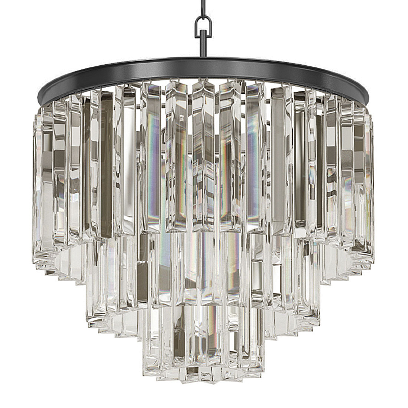 Люстра Odeon Clear Glass Fringe Chandelier - 3 rings Черный в Челябинске | Loft Concept 