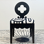 Дизайнерский стул с круглой деревянной спинкой Black and White Clover варинант исполнения - 2 | Loft Concept в Челябинске