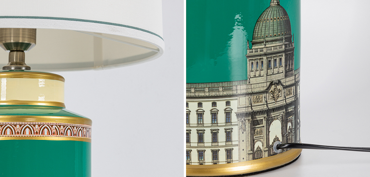 Настольная лампа Old Town Green Lampshade Настольная лампа Old Town Green Lampshade - Loft-Concept в Челябинске