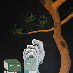 Обои ручная роспись The Art of Learning and Steps for the Flowers by Teo Yang Original colourway on Pitch dyed silk варинант исполнения - 2 | Loft Concept в Челябинске