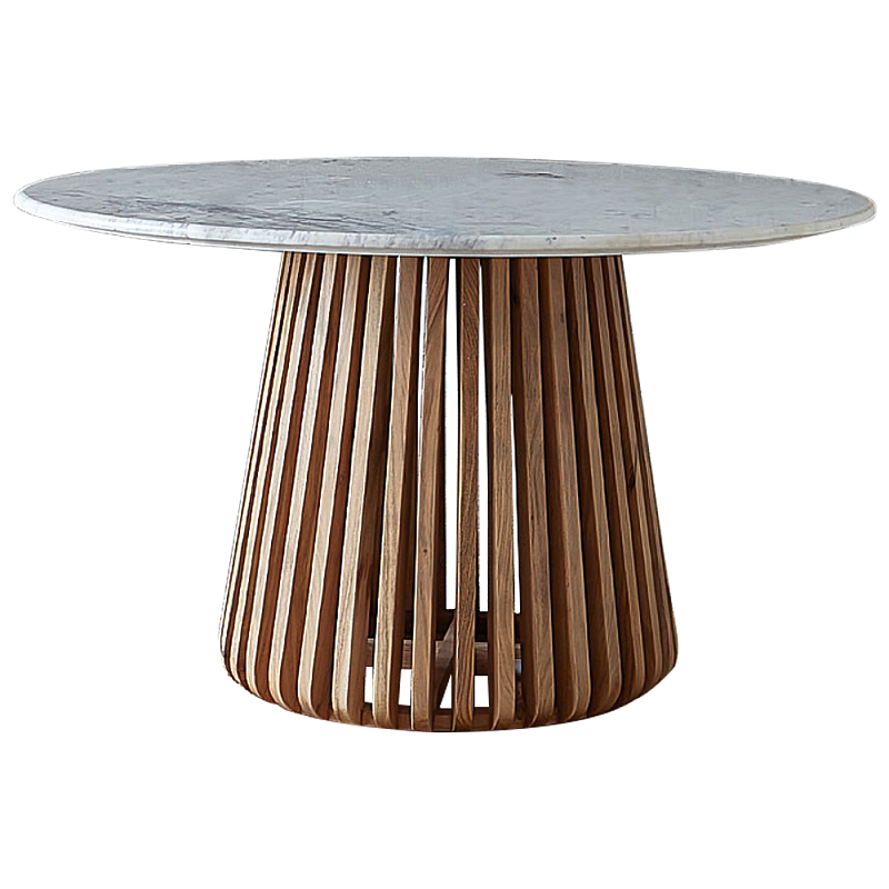 Круглый обеденный стол со столешницей из белого мрамора Veras White Marble Table Коричневый Белый Мрамор Bianco Круглый обеденный стол со столешницей из белого мрамора Veras White Marble Table Коричневый Белый Мрамор Bianco в Челябинске | Loft Concept