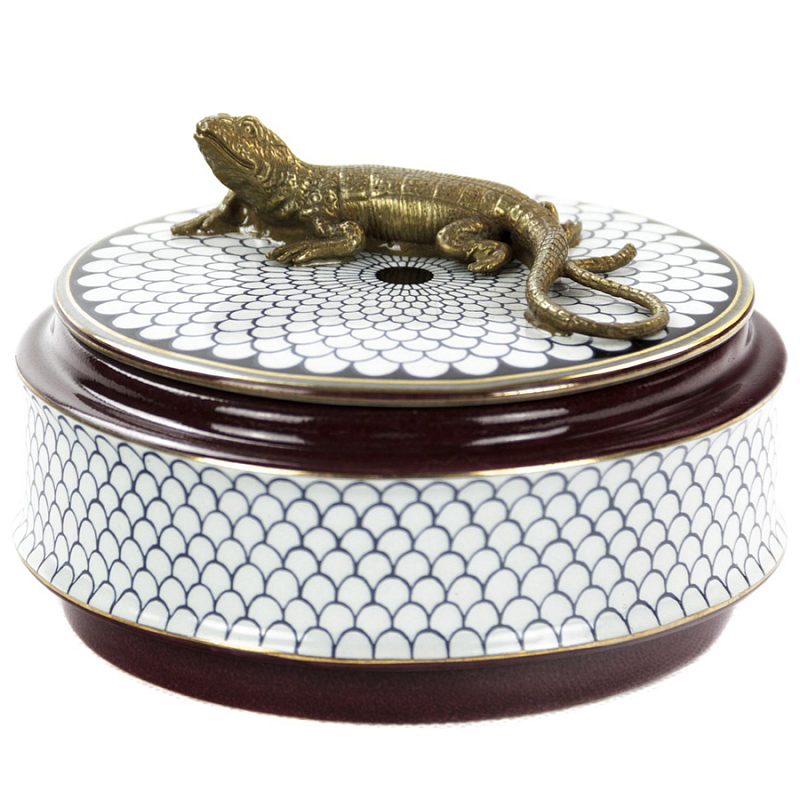 Шкатулка Box Bronze Lizard Белый Бронза Коричневый Шкатулка Box Bronze Lizard Белый Бронза Коричневый в Челябинске | Loft Concept
