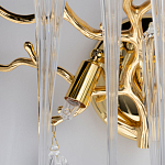 Бра золотого цвета с разветвленными ветвями и длинными прозрачными подвесками в форме стеклянных сосулек Droplet Chandelier варинант исполнения - 6 | Loft Concept в Челябинске