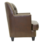 Кресло кожаное c мягкими подлокотниками на 4-х деревянных ножках из массива березы Joseph Armchair brown варинант исполнения - 1 | Loft Concept в Челябинске