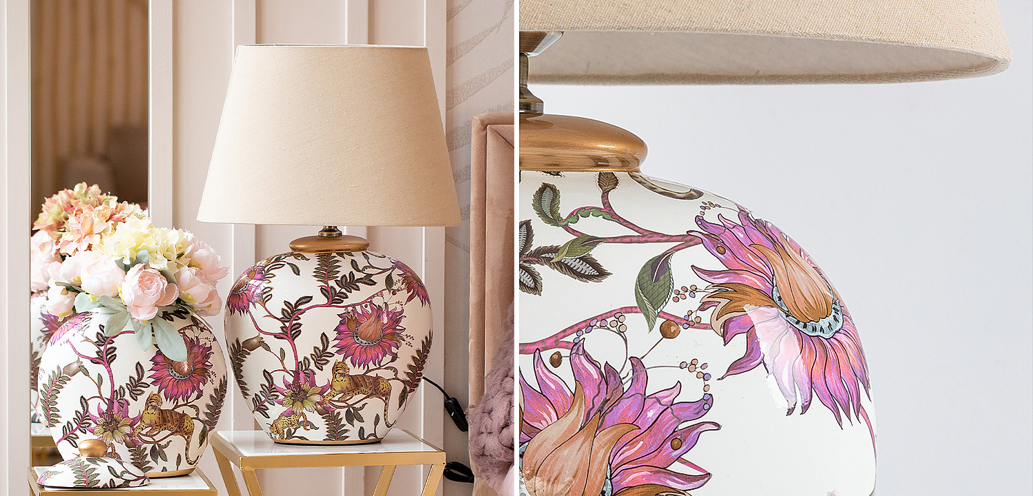 Настольная лампа с абажуром Leopard Flowers Lampshade Настольная лампа с абажуром Leopard Flowers Lampshade - Loft-Concept в Челябинске