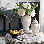 Ваза с золотыми полосами на белом фоне Chinoiserie Ceramics варинант исполнения - 3 | Loft Concept в Челябинске