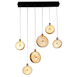 Подвесной светильник с плафонами из рельефного стекла Peony Glass Bronze Six варинант исполнения - 2 | Loft Concept в Челябинске