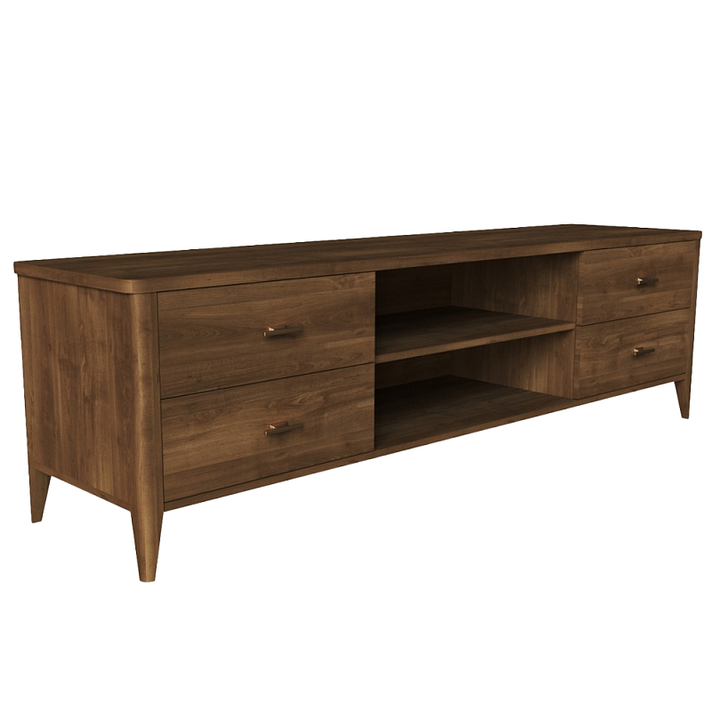 ТВ-тумба с 4-мя ящиками и полками из массива бука Tasteful Furniture Коричневый ТВ-тумба с 4-мя ящиками и полками из массива бука Tasteful Furniture Коричневый в Челябинске | Loft Concept