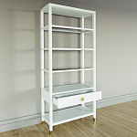 Стеллаж Elsa Dreams White со стеклянными полками и ящиком варинант исполнения - 3 | Loft Concept в Челябинске