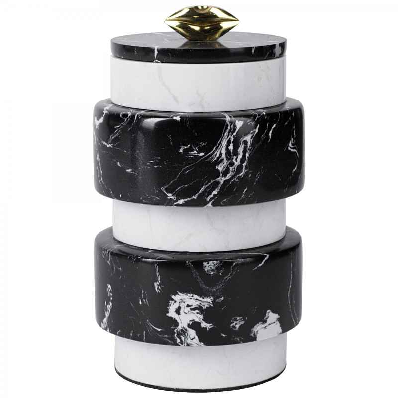 Kelly Wearstler LARGE MELANGE JAR Белый Черный Глянцевое золото Kelly Wearstler LARGE MELANGE JAR Белый Черный Глянцевое золото в Челябинске | Loft Concept