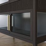 Витрина Primo со стеклянными фасадами и 2 ящиками Темный орех варинант исполнения - 3 | Loft Concept в Челябинске