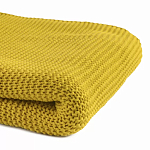 Плед из хлопка жемчужной вязки горчичного цвета Waffle Comfort варинант исполнения - 2 | Loft Concept в Челябинске