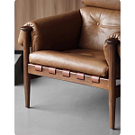 Кресло с деревянным каркасом и обивкой из натуральной кожи Medieval Furniture варинант исполнения - 4 | Loft Concept в Челябинске