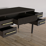 Большой Рабочий стол Primo с 5 выдвижными ящиками Темный орех варинант исполнения - 5 | Loft Concept в Челябинске