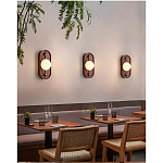 Настенный светильник овальный с деревянным основанием Wood Wall Lamp варинант исполнения - 1 | Loft Concept в Челябинске