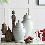 Ваза белая с крышкой однотонная Chinoiserie Ceramics варинант исполнения - 4 | Loft Concept в Челябинске