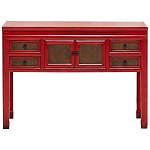 Деревянная консоль в китайском стиле с ящиками и дверцами красная Chinese Console Table варинант исполнения - 1 | Loft Concept в Челябинске
