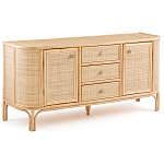 Длинный комод из ротанга с дверцами и ящиками Simone Rattan Chest of Drawers варинант исполнения - 2 | Loft Concept в Челябинске