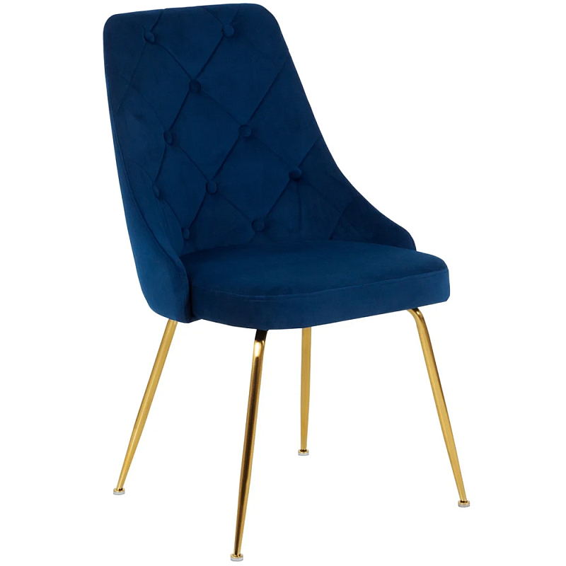 Стул в темно-синей велюровой обивке Ward Dark Blue Velour Chair Золотой Темно-синий Стул в темно-синей велюровой обивке Ward Dark Blue Velour Chair Золотой Темно-синий в Челябинске | Loft Concept