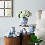 Ваза округлой формы с синим цветочным узором Blue & White Ornament  варинант исполнения - 4 | Loft Concept в Челябинске