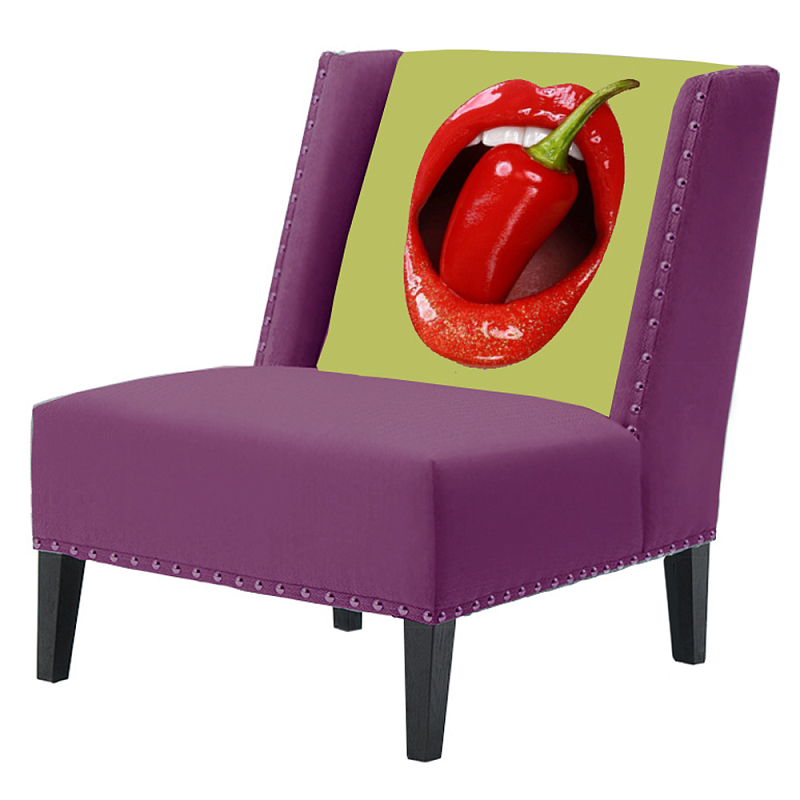 FUN Armchair "Chili Pepper" Purple  Дизайнерское кресло с цветным принтом Баклажан в Челябинске | Loft Concept 