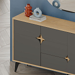 Комод цвета древесины с 3-мя дверцами и выдвижным ящиком темно-серого цвета SPARK CONSOLE OAK ANTHRACITE варинант исполнения - 3 | Loft Concept в Челябинске