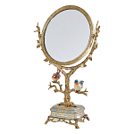 Зеркало с бронзовой подставкой в виде дерева и фарфоровыми птичками на голубом основании Eden Garden варинант исполнения - 1 | Loft Concept в Челябинске