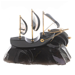 Часы настольные в виде парусника из натурального камня Обсидиан Sailboat Stone Clock варинант исполнения - 6 | Loft Concept в Челябинске