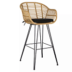 Стул барный с ротанговым плетением Half Bar Chair with Wicker с подлокотниками варинант исполнения - 2 | Loft Concept в Челябинске