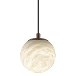 Подвесной светильник с шарообразным плафоном из белого алебастра Cryptocrystalline Stone варинант исполнения - 1 | Loft Concept в Челябинске