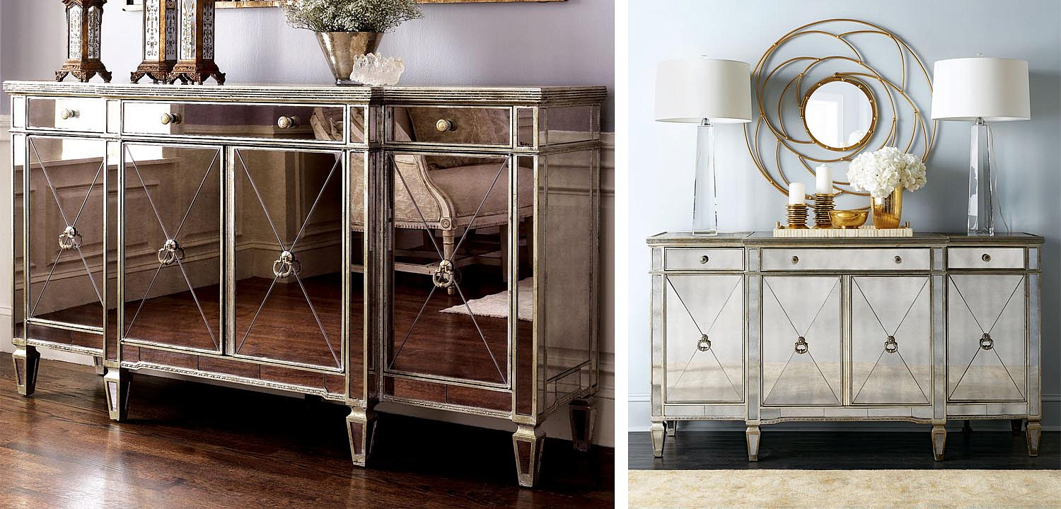 Комод зеркальный Celso Mirrored Chest of drawers 3 ящика и 4 дверцы Комод зеркальный Celso Mirrored Chest of drawers 3 ящика и 4 дверцы - Loft-Concept в Челябинске