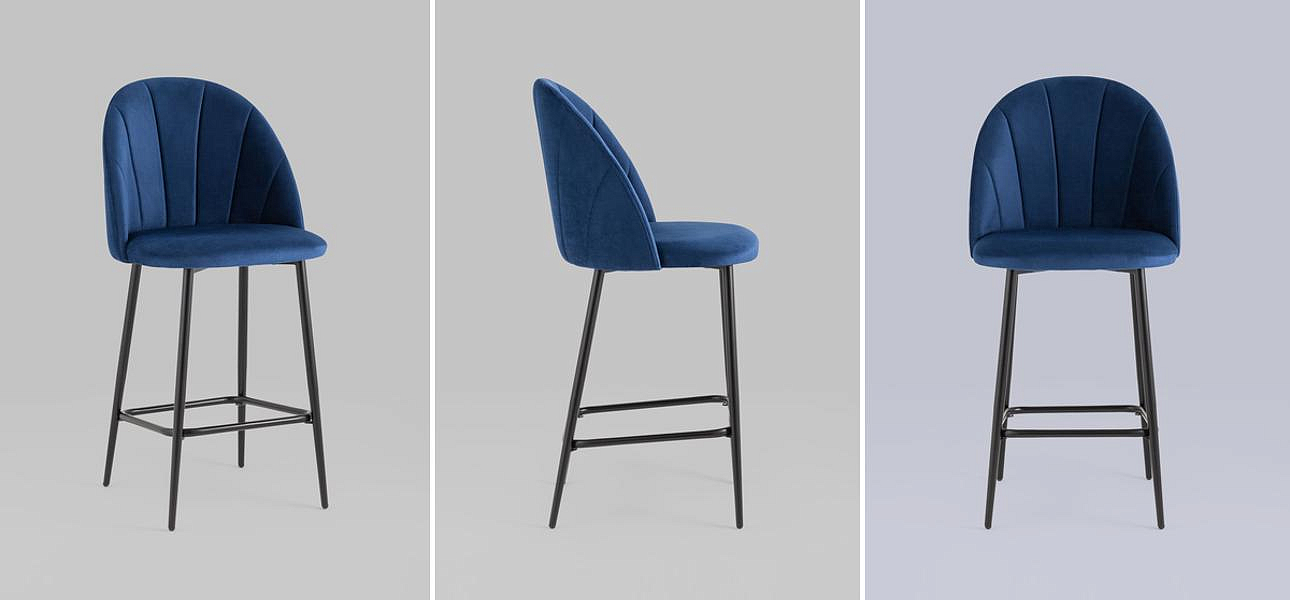Барный Стул Balsari S Chair Синий Велюр Барный Стул Balsari S Chair Синий Велюр - Loft-Concept в Челябинске