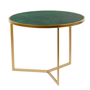 Приставной стол Round Table Marble gold зелёный мрамор