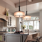 Люстра подвесная с двойным круглым плафоном из органзы и матового стекла Kichler варинант исполнения - 6 | Loft Concept в Челябинске