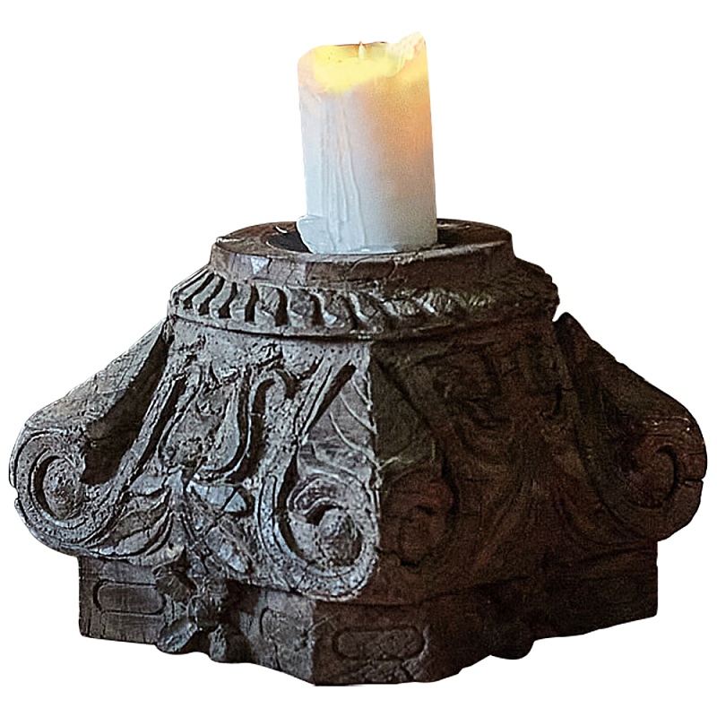 Подсвечник из массива тика Antique Solid Teak Candle Holder Коричневый Подсвечник из массива тика Antique Solid Teak Candle Holder Коричневый в Челябинске | Loft Concept