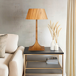 Настольная лампа со скошенным конусовидным абажуром и фигурной ножкой в цвете тик Accord Lighting варинант исполнения - 7 | Loft Concept в Челябинске