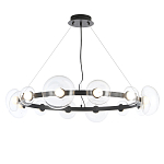 Люстра подвесная круглая с 12-ю прозрачными куполообразными плафонами и черным металлическим основанием Flos Wireline Lighting варинант исполнения - 1 | Loft Concept в Челябинске