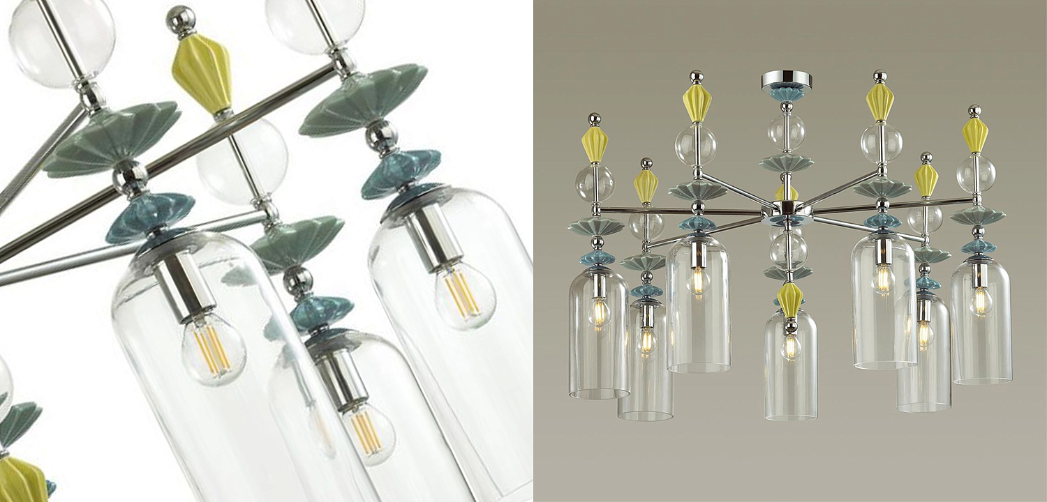 Люстра Iris Glass Chandelier candy 7 chrome Люстра Iris Glass Chandelier candy 7 chrome - Loft-Concept в Челябинске