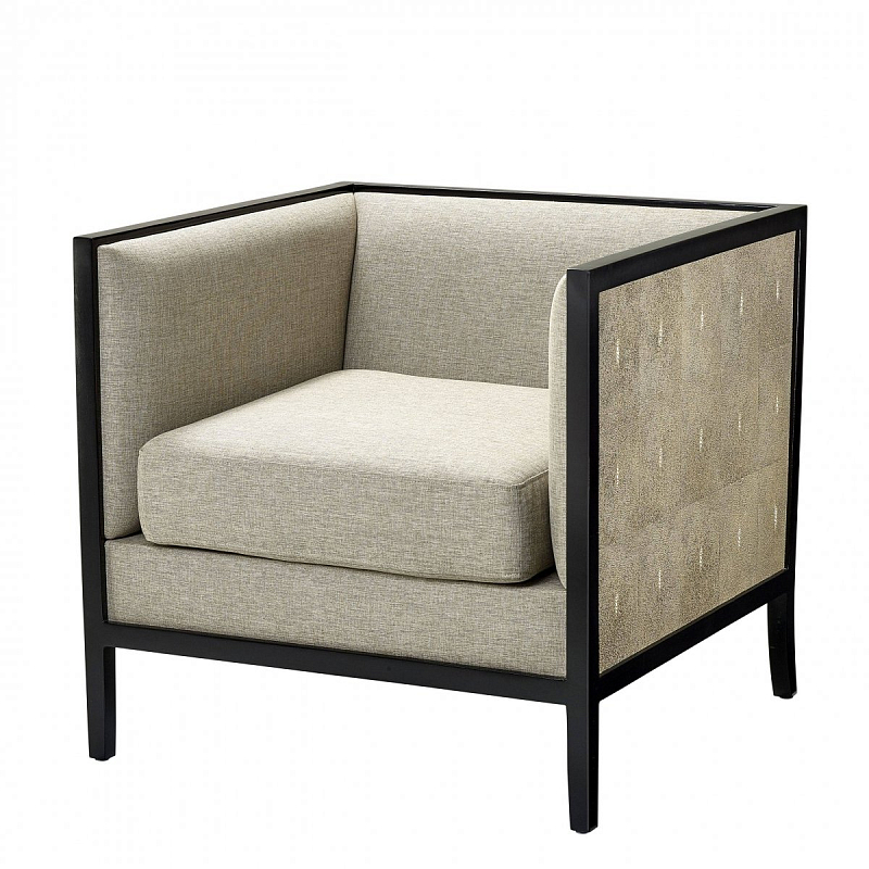 Кресло Eichholtz Chair Lauriston Grey Бежево-серый Черный в Челябинске | Loft Concept 