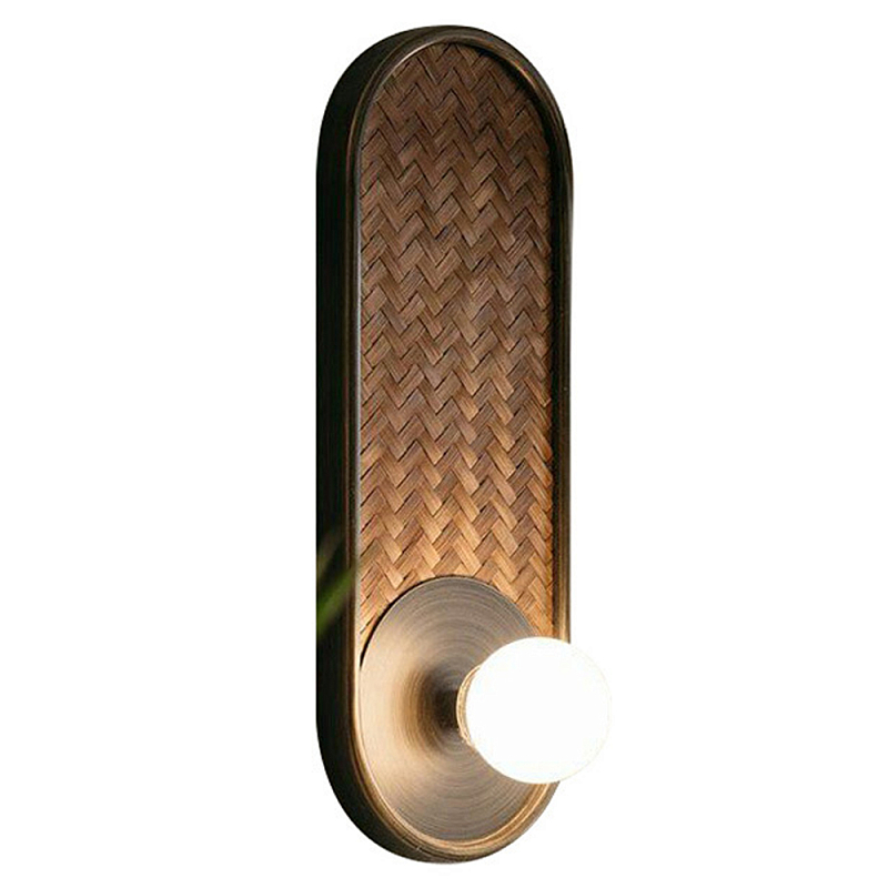 Бра с декором из плетеного бамбука Wicker Oval Lamp Коричневый Бра с декором из плетеного бамбука Wicker Oval Lamp Коричневый в Челябинске | Loft Concept
