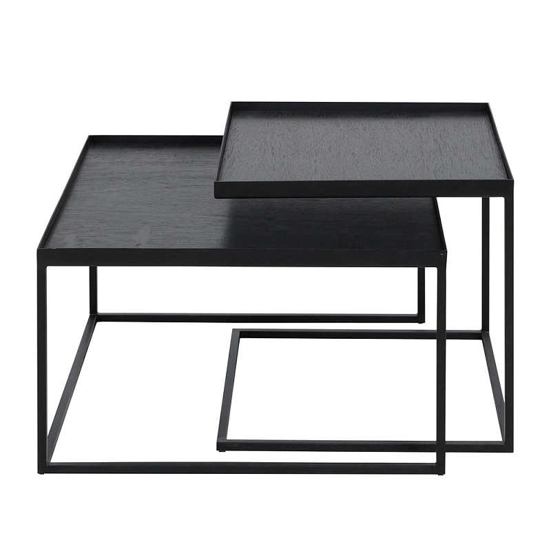 Комплект столиков с квадратными столешницами черные Black Table Combination Черный Комплект столиков с квадратными столешницами черные Black Table Combination Черный в Челябинске | Loft Concept