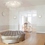 Люстра подвесная круглая с молочными стеклянными подвесками в форме капель Droplet Chandelier варинант исполнения - 4 | Loft Concept в Челябинске