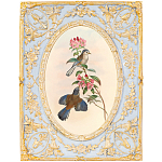 Декоративный постер с изображением птиц в раме с рельефным растительным узором Blooming Birds Poster варинант исполнения - 11 | Loft Concept в Челябинске