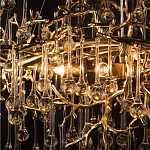 Подвесная люстра в виде ветвей деревьев золотого цвета с прозрачными подвесками-каплями 10 и 14 ламп Droplet Chandelier варинант исполнения - 6 | Loft Concept в Челябинске