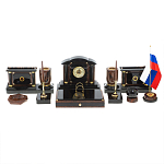 Настольный письменный набор с часами из природного камня обсидиана Peace Contract варинант исполнения - 1 | Loft Concept в Челябинске